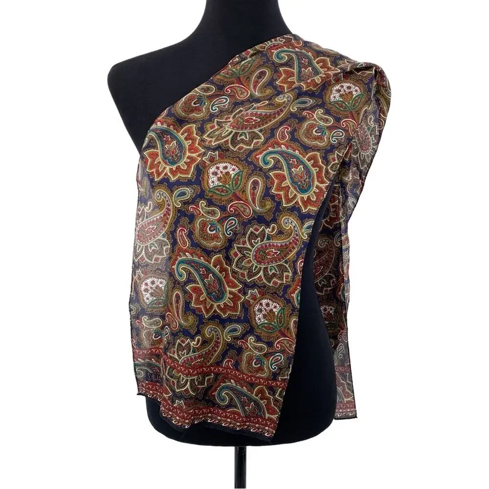 VTG ECHO Paisley Neck Scarf Red Blue Green